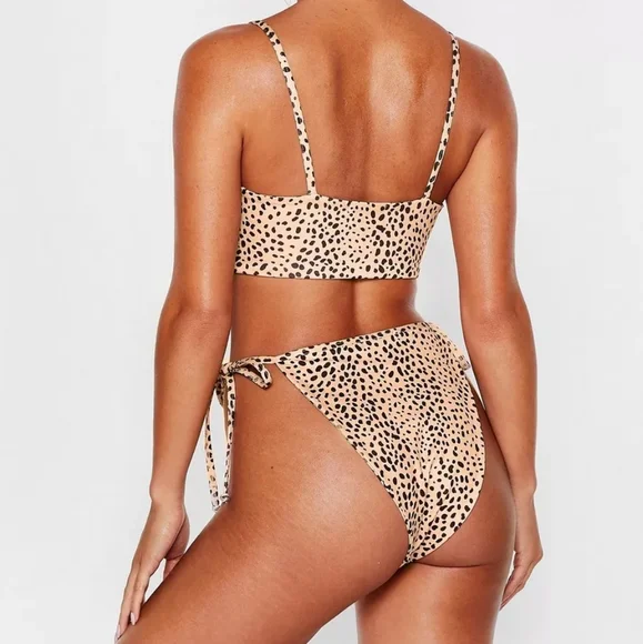 Dalmatian Strappy Tie Front Cut Out Bikini Set - Picture 2 of 4